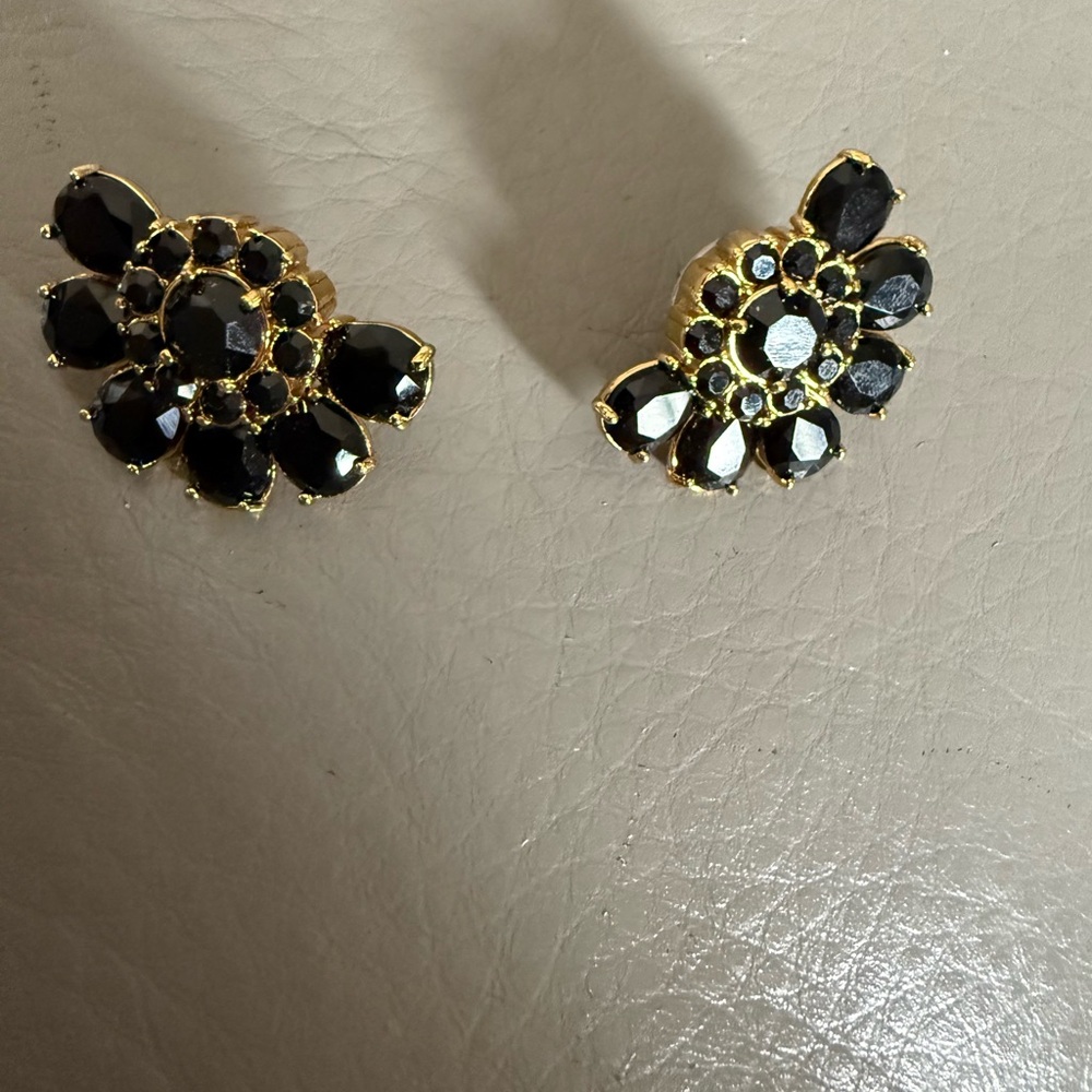 Kate Spade  Black and Gold Floral Earrings